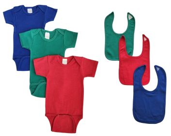 Unisex Baby 6 Pc Onezies (Color: Blue/Green/Red, size: medium)