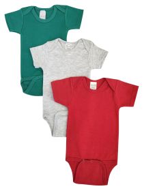 Unisex Baby 3 Pc Onezies (Color: Green/Grey/Red, size: large)