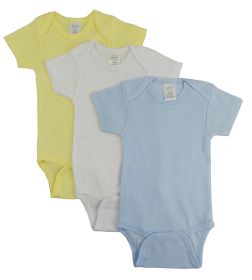 Pastel Boys Short Sleeve Variety Pack (Color: Blue/Yellow/White, size: Newborn)