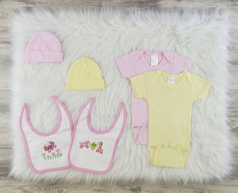 7 Pc Layette Baby Clothes Set (Color: Pink/Yellow, size: Newborn)