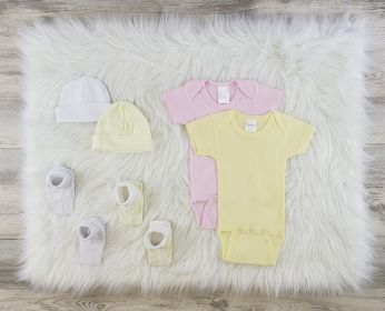 6 Pc Layette Baby Clothes Set (Color: Pink/Yellow/White, size: medium)