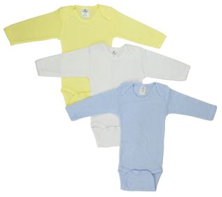 Boys Pastel Long Sleeve Onezie (Color: Blue/Yellow/White, size: Newborn)