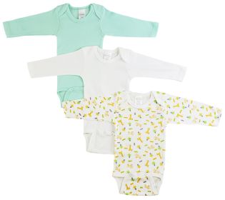 Boys Longsleeve Printed Onezie Variety Pack (Color: White/Aqua/Print, size: medium)