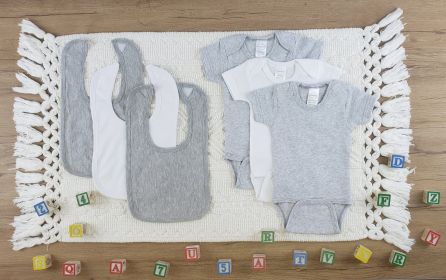 6 Pc Layette Baby Clothes Set (Color: Grey/White, size: medium)
