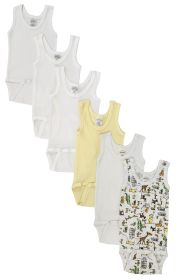Unisex Baby 6 Pc Onezies and Tank Tops (Color: White, size: medium)