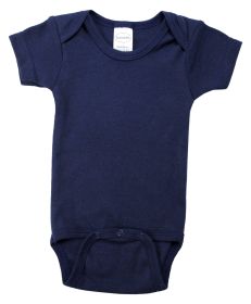 Navy Interlock Short Sleeve Bodysuit Onezies (Color: Navy, size: Newborn)